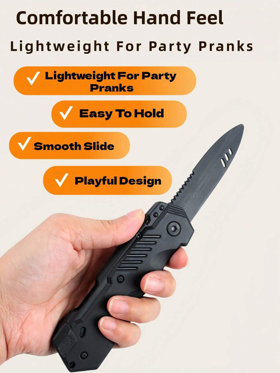 1pc Halloween Retractable Fake Knife Prop, High-Quality Plastic Retractable Toy, Perfect For Party Role Play, Prank Games And Magic Performance Costume Accessory, Best Accessory For Ghost Mask - View 1