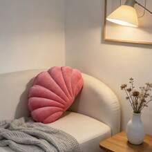 Ins Style Plush Shell-Shaped Throw Pillow, Soft Macaron Solid Color Fan-Shaped Cushion, Living Room Sofa Bay Window Atmosphere Decorative Pillow, Office Long-Sitting Lumbar Support Soft Pad, Ocean Theme B&B Hotel Aquarium Backdrop Decor Ornament, Girly Soft Plush Shell Bed Headrest Backrest, Multiple Colors Available, Home Decor Gift, Ideal Gift Choice - Multiple Styles - View 9