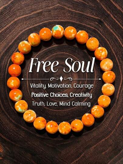 Vòng tay đá tự nhiên co giãn tông cam Free Spirit, vòng hạt đá pha lê chữa lành sáng tạo dũng cảm rực rỡ, trang sức đá quý cho nữ giúp xoa dịu tâm trạng và mang năng lượng tích cực, quà tặng