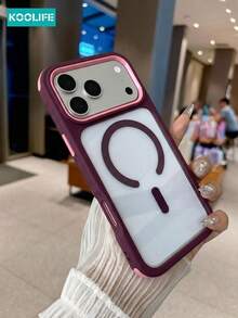 KOOLIFE 奢華防震防摔磁吸 3 合 1 配色透明壓克力 Apple 手機殼，適用於 Phone18pro/18pro Max/17ProMax、16ProMax、15ProMax、14ProMax、13ProMax、17Pro、16Pro、15Pro、14Pro、13Pro、17、16、15、14、13/11/12pro Max；適合春季週年禮物、生日禮物、畢業禮物、男友/女友生日禮物，男女皆宜 - 櫻桃紅 - 查看 2