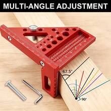 ABS Multifunctional Woodworking Angle Adjustment Ruler, Measuring, Positioning, Drilling, Marking, Essential Tool For Beginners - Red - View 7