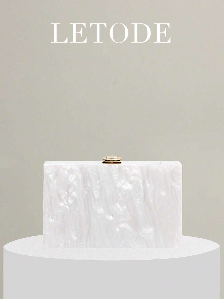 Mini Acrylic Striped Patchwork Bag - White - View 1