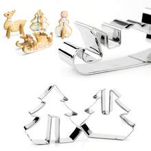 8pcs 3D Christmas Cookie Cutter Set, Stainless Steel Material, Christmas Tree / Snowman / Reindeer / Sleigh Shapes, Christmas Holiday Home DIY Baking Tools, Party Gift Cookie Cutter Set, Perfect For Christmas DIY Crafts And Christmas Gift Decoration - View 5