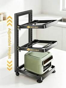 Adjustable Pot Rack Organizer, Multi-Tier Metal Pan Storage Holder For Kitchen Counter & Cabinet, Space-Saving Detachable Cookware Shelf With Height Adjustable Layers, Black Heavy Duty Kitchen Storage Rack For Frying Pans, Stockpots, Dutch Ovens - View 4
