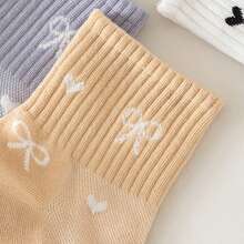 5 Pairs Women's Mid-Calf Socks - Bow & Heart Multi-Color Breathable Versatile Valentine's Day Couple Socks, Suitable For All Seasons - Multicolor - View 5