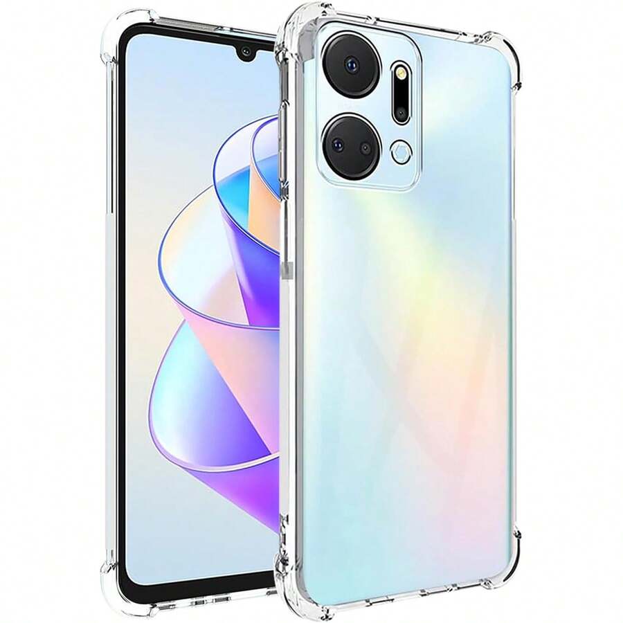 Compatible With Honor X7a Phone Case, Reinforced Corner Camera Protection, Transparent Anti-Collision Shock-Absorbing Thin Flexible TPU Phone Case - Clear - View 1