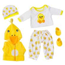 16~18 Inch Doll Clothes, Cute Cartoon Doll Clothes Set, Yellow Duck 5-Piece Set, Pink Bear 4-Piece Set, Birthday/Holiday Gift. - Multicolor - View 12