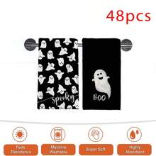2/4/48pcs Halloween Series Little Ghost Boo Pattern Printed Kitchen Towels - Super Soft, Highly Absorbent Polyester Dishcloths And Hand Towels, Perfect For Holiday Decor, Kitchen Decor, Party Decor - Multicolor - View 15