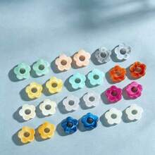 200pcs/50pcs Acrylic Beads, 0.55In/14mm Flower Shape, With Different Gradient Designs, Durable And Fade-Resistant, Perfect For Making DIY Earrings And Other Jewelry Crafts - Mixed Colors - View 3