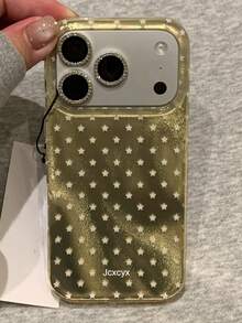 奢華亮面亮片極簡星星手機殼，相容 iPhone 18 Pro Max 18 Pro 17 Pro Max 17 Pro 17 17 Air 16 Pro Max 16 Pro 16 15 Pro Max 15 Pro 15 Pro Max 15 14 13 12 11，可愛防震手機殼 - 黃色 - 查看 3