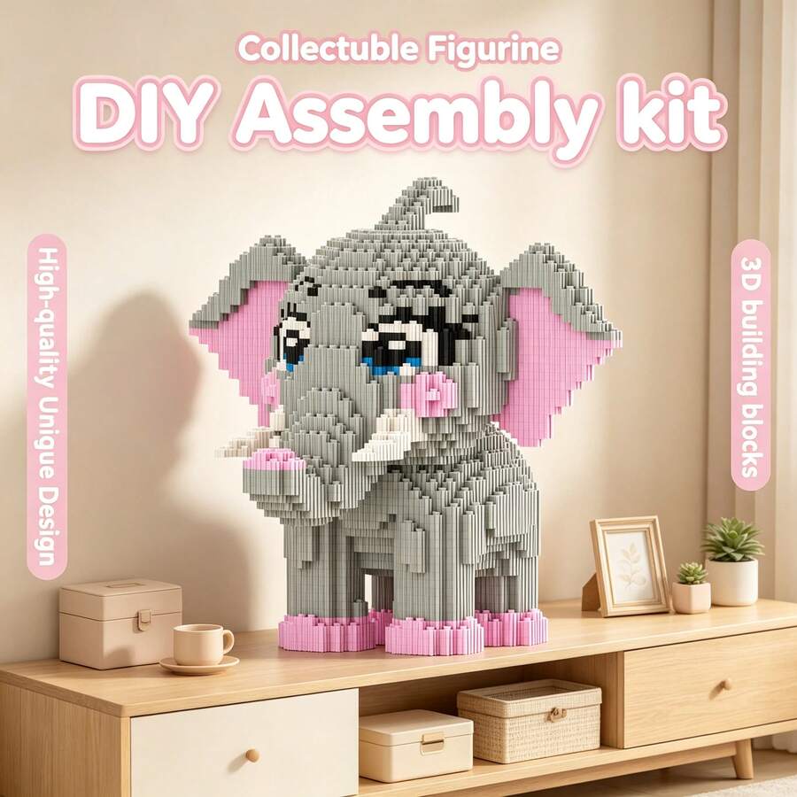 This 3380-Piece Building Block Elephant Is Cute And Adorable, Making It A Perfect Gift And An Excellent Choice For Couples And Parents. The Assembly Difficulty Is Relatively High. It's A Perfect Gift For Christmas, Halloween, And The Back-To-School Season. - Multicolor - View 1