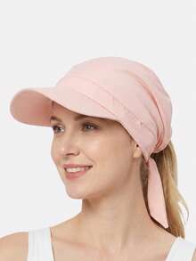 1pc Women's Duck Bill Cap With Tie Strap Baseball Hat, Ribbon Sun Hat Suitable For Daily Use - Multicolor - View 5