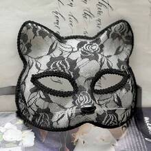 狐狸面具萬聖節 Cosplay 貓臉蕾絲神秘貓眼半臉面具 性感拍照道具 - 拍照道具 - 查看 3