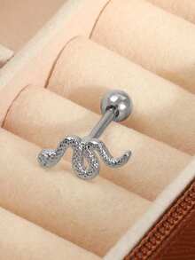 1pc European & American Hip Hop Style Versatile Punk Gothic Snake Tongue Piercing Stud - Silver - View 3