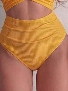 2026 New Fashion Halter Neck Hollow Out Vacation Women's One-Piece Swimsuit Beach Summer - Turmeric - View 5