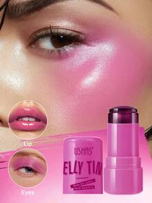USHAS Jelly Blush, 4 Colors Available, Cute Natural Pink, Long-Lasting Waterproof, Moisturizing, Natural, 3-In-1 Blush Stick For Lips, Eyes, Cheeks, Suitable For All Skin Types - #04 - View 2
