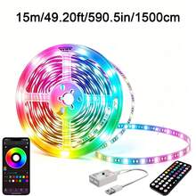 2 Rolls Bedroom LED Light Strip, RGB Color Changing, APP Remote Control, Music Sync, Cuttable USB LED Light Strip, Suitable For Gaming Room, TV Backlight And Holiday Wall Decoration - Bluetooth Music Black - View 14