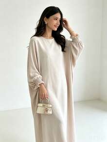 1pc Soft Muslim Dress, Soft Touch And Cool Feel, Multiple Color Options, No Fading, No Discoloration, Classic Versatile Style Suitable For Any Occasion, Easy To Match Abaya - Multicolor - View 5