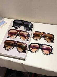1 pieza Gafas de moda estilo piloto oversized para mujer 2026 nuevas, montura completa, gafas decorativas casuales para exteriores, accesorios de moda elegantes para viajar para damas - 3790 - Ver 10