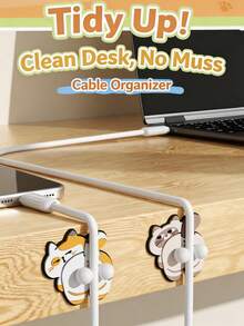 2pcs Data Cable Organizer Cute Egg Cat Cable Management Clip, Creative No-Drill Cable Holder For Office Desk, Computer Desk, Multi-Function Office Cable Organizer, Suitable As Gift - Multicolor - View 11