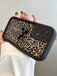 1 buah Casing Ponsel Motif Pita Leopard, Bingkai Kulit Hitam, Pelindung TPU Lembut Tahan Guncangan, Kompatibel dengan Ponsel GALAXY, HONOR, - Hitam - View 2