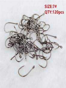 120pcs Ise Ni Fishing Hooks #3-#12 Bulk With Rings, Barbed, With Holes, Fishing Tackle Accessories - Black - View 14