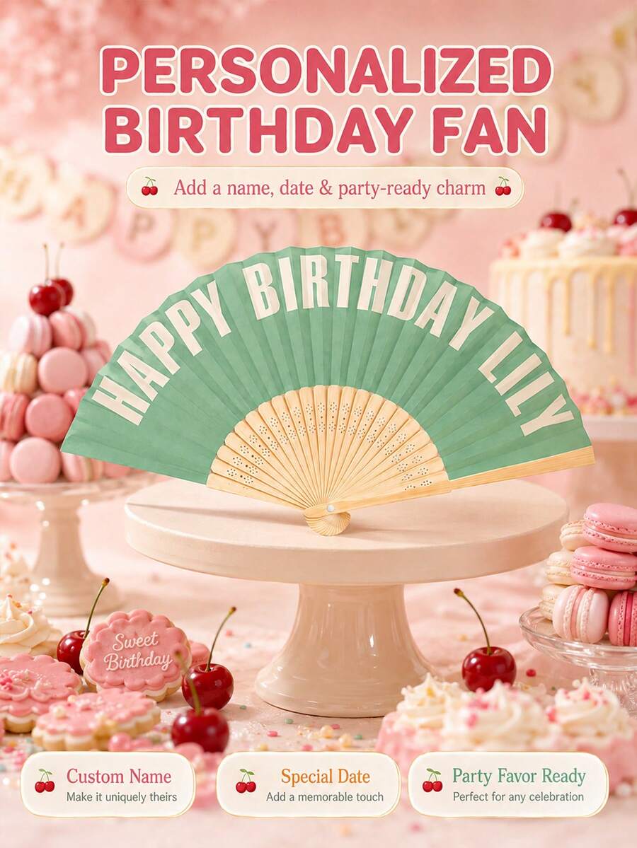 Personalized Coloured Fans With Retro Curved Font:Add Any Text,Name,Or Quote, Business,Wedding Or Event Favor,Suitable For Bridesmaids,Wedding Parties - Multicolor - View 1