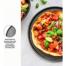 Grey Steel Baking Pan With Non-Stick Coating, Dimensions 32 * 32 * 1.4 Cm. Square Baking Plate Crafted For Homemade Pizza Baking, Suitable For Oven Baking Production At Home. - View 2