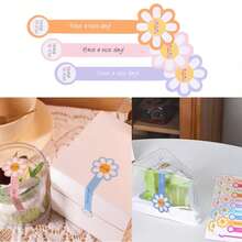 100/200pcs Handmade Lollipop Baking Stickers, Suitable For Cake Boxes/Metal Cans/Jars/Coffee Cups/Bottles, Long Strip Floral Seal Baking Stickers, Self-Adhesive Tamper-Evident Sealing Labels For Gift Packaging - Multicolor - View 6