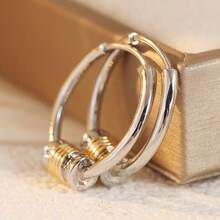 DIYCCPC Anting Bulat Fashion Wanita, Dekorasi Pola Spiral, Gaya Sederhana, Anting Multifungsi untuk Penggunaan Sehari-hari Saat Bepergian dan di Tempat Kerja - Dua Warna - View 7
