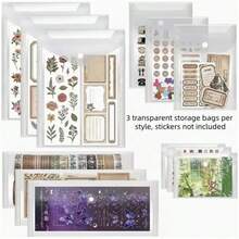 Sticker Storage Box, Transparent Plastic Envelopes With Snap Buttons, 12pcs Waterproof And Durable, For Storing Stickers, Scrapbooking, Washi Tape, Scrapbook And Stamp Supplies (Mixed Sizes), Scrapbook Storage (Stickers Not Included) - Snap-button - View 10