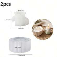Pcs DIY Clay Mold 2pcs Set Vertical Stripe Cactus Candle Holder Round Jar Silicone Mold Set, Resin Silicone, Home Decor, Handicrafts, Plaster Cement Mold, Reusable, Easy To Demold, Holiday, Birthday Gift. Casting Silicone Mold. - Silicone Mold - View 8