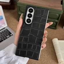 Luxury Crocodile Texture PU Leather Phone Case Compatible With Samsung Galaxy Z Fold 8 Fold 8 Ultra Fold 7 Fold 6 Fold 5 Fold 4,Full Wrap Shockproof Anti-Drop Foldable Phone Protective Cover, Vintage Business Elegant Cell Phone Shell - Black - View 11