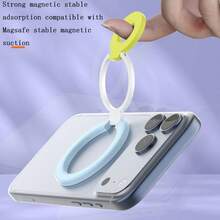 1PC Colorblock Magnetic Phone Ring Holder, Compatible With MagSafe, 360° Rotating Magnetic Phone Grip Stand, Double-Sided Magnetic Finger Ring With Kickstand, Compatible With Iphone Air 17, 16, 16e, 15, 14, 13, 12 Pro Max - Multicolor - View 4