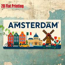 2D Flat Print, 1pc, Vintage Metal Sign, Outdoor Wall Decor, Amsterdam Sign With Classic Dutch Elements, Suitable For Home, Bar, Cafe, Garage Wall Decor, Industrial Style Decor (Random Style) - A - View 4