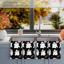 2/4/48pcs Halloween Series Black Background Pink Ghost Boo Pattern Printed Kitchen Towels - Super Soft, Highly Absorbent Polyester Tablecloths And Hand Towels, Perfect For Holiday Decor, Kitchen Decor, Party Decor. - Multicolor - View 13