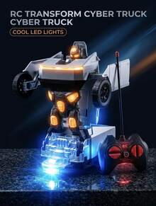 Rechargeable Tesla Cybertruck RC Remote Control Car With LED Lights For Kids, Electric Truck Gift - Dark Grey - View 5