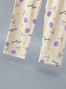 2pcs/Set Girls Long Sleeve Pants Pajama Set, Loungewear Set - Multicolor - View 7