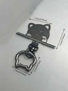 360° Rotatable Cartoon Cat Stainless Steel Connector, With Metal Cat Head Spring Clip, Metal Phone Lanyard Clip, Hanging Ring Buckle, For Connecting Phone And Lanyard - Multicolor - View 6