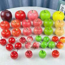 Realistic Artificial Red Apple With Stem, Faux Fruit Decor, Simulated Fruit Ornament For Christmas Home Tabletop Decoration, Fruit Basket Filler And Photography Prop - Red - View 10