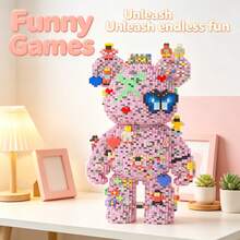 This 4897-Piece Building Block Assembly Of A Dopamine Butterfly Bear Is Adorable And Cute, Making It A Perfect Gift And An Excellent Choice For Couples And Parents. The Assembly Difficulty Is High. It Is A Perfect Gift For Christmas, Halloween, And The Back-To-School Season. - Multicolor - View 3