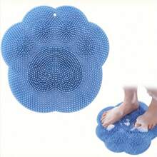 1pc/1set Wall‑Mounted Suction Cup Silicone Foot Scrubber Mat, Shower Bathroom Feet Washing Exfoliating Massage Pad Viral Must‑Have Bath Accessory - Multiple Styles - View 2