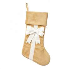 Christmas Hanging Socks Bow Design Velvet Christmas Stocking Ornaments - Yellow - View 6