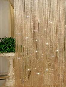 Baofeng (One Piece) Fashionable Beaded Curtain, Fun Gift, Shiny Tassel String Curtain, Living Room/Dining Room Partition, Wedding DIY Home Decor, Glitter Beaded Decoration, Room Divider, Tassel Polyester Fabric Curtain - A - View 3
