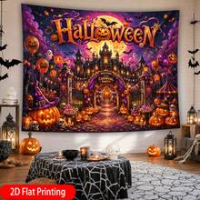 2D Flat Single Panel QD_VIVIOS Large Horizontal Wall Tapestry Decor - Wide Design, Suitable For Halloween Pumpkin Castle Moonlight Party Print - Multicolor - View 6