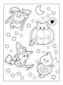 1pc (Cute Witch Series) Coco Spiral Notebook, Suitable For Adults And Teens, Cartoon Comfortable Cute Thick Line Minimalist Pattern Wyo Coloring Book Watercolor Sketchbook, Children's Toy, Slow Pace Stress Relief Time-Killing, Holiday Gift - Cute Witchy Accessories - View 8