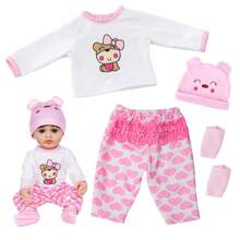16~18 Inch Doll Clothes, Cute Cartoon Doll Clothes Set, Yellow Duck 5-Piece Set, Pink Bear 4-Piece Set, Birthday/Holiday Gift. - Multicolor - View 8