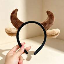 1pc Plush Red Devil Horn & Cow Ear Headband, Halloween Cosplay Costume Hair Accessory, Party Holiday Photo Prop - View 8