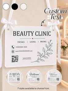客製化商店預約告示牌，可自訂 Logo 文字 QR Code 商家資訊展示板，美甲沙龍美睫工作室歡迎牌，社群媒體告示牌 - 彩色 - 查看 7