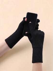 1 Pair Women's Fashion Finger Gloves, Thick Warm Cold-Proof Touchscreen Gloves, Suitable For Winter Outdoor Sports And Cycling - Multicolor - View 11